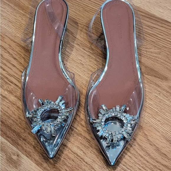 Beautiful  pre owned transparent glass sandals Amina Muaddi shoes - Picture 8 of 12